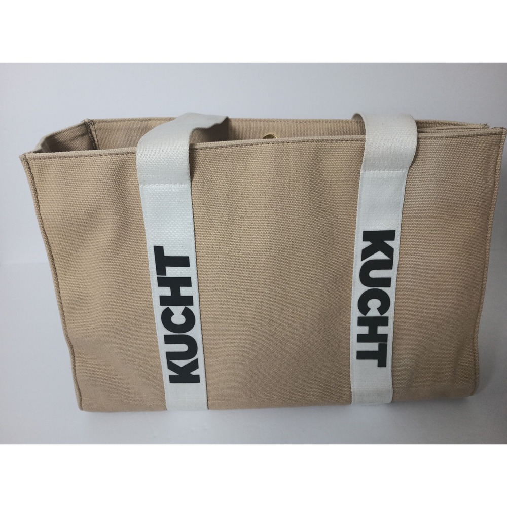 Kucht Tan Canvas Tote with Logo Webbing Straps and Interior Zip Pocket KBIS 2025